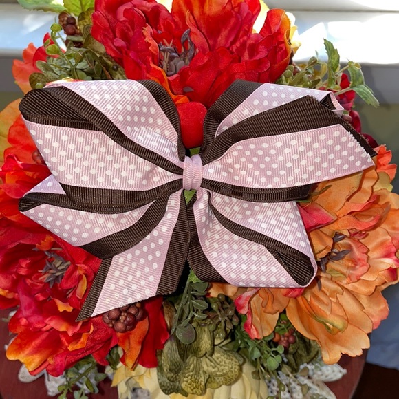 Girls Boutique Pink Polka Dot Monogram J Ruffle Pants Set With Custom Bow - Picture 5 of 8